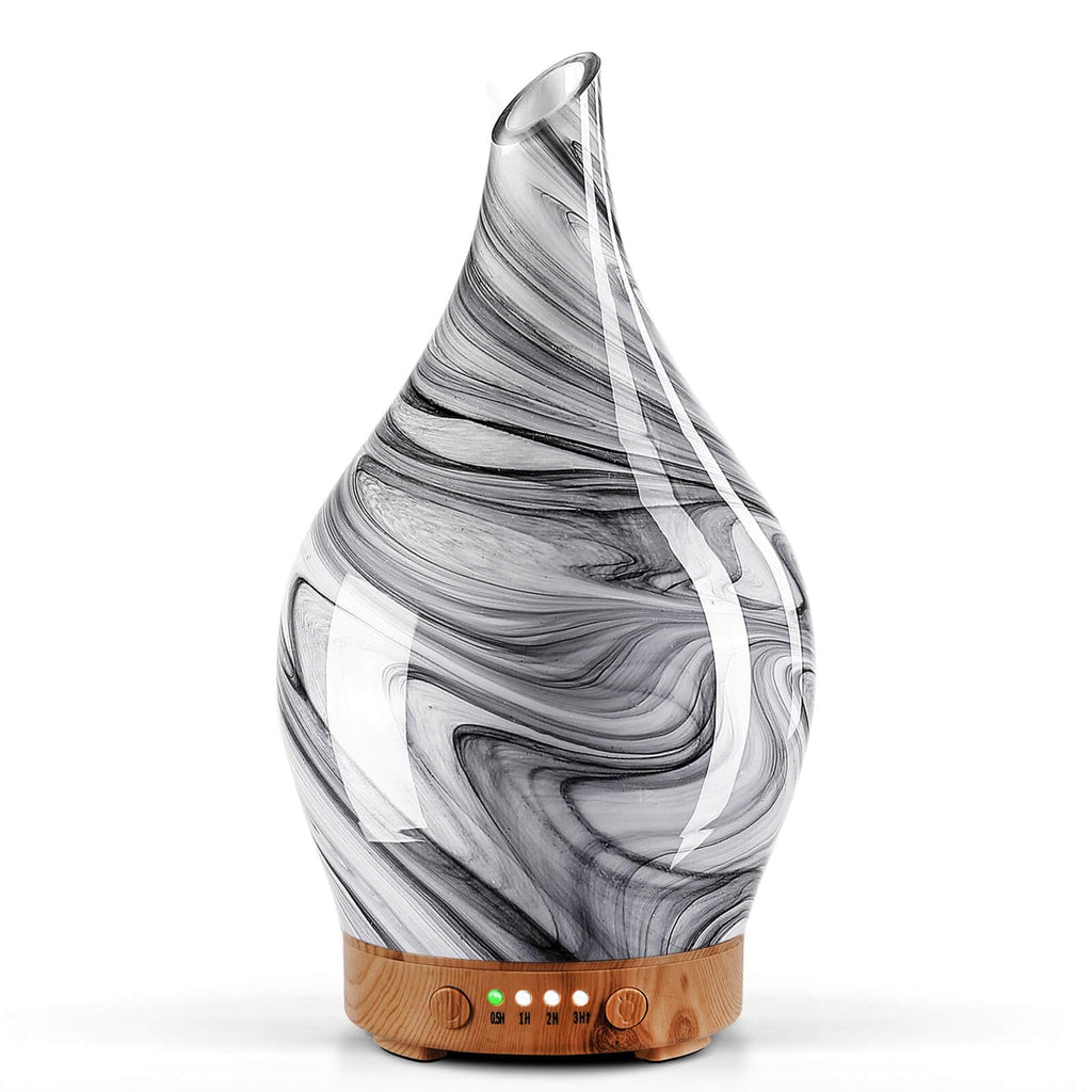 Porseme Aroma Diffuser Luftbefeuchter 150ml,Handgeblasen 3D Luftbefeuchter Ultraschall Leise 7 farbwechselnde LEDs Raumbefeuchter BPA Frei für Wohnung Yoga SPA mit Timer (Rose Gold)