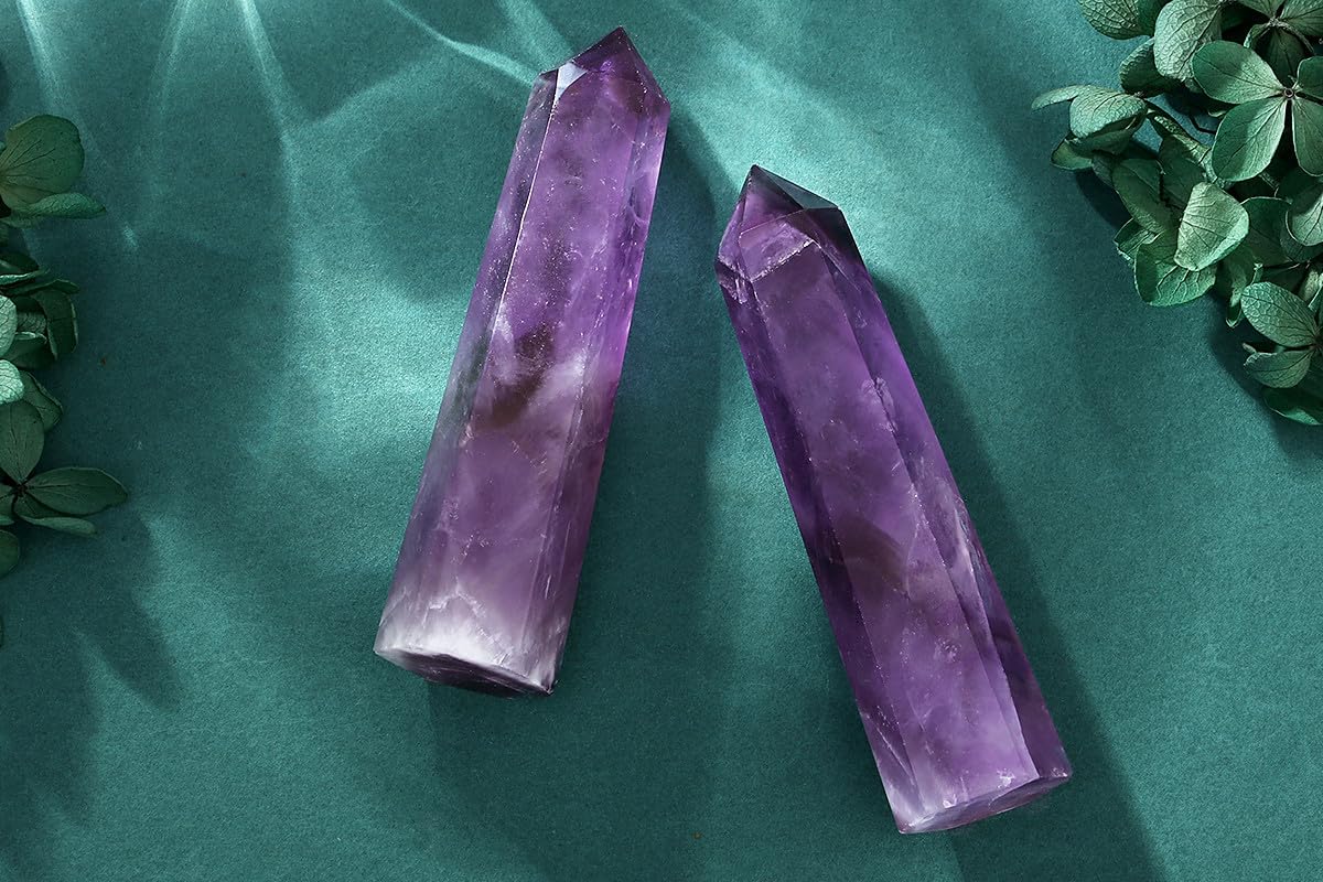 XIANNVXI 2" Amethyst Kristalle Heilung Kristall Wand Edelsteine Steine Turm Natürliche Hexagonal Punkt Stäbe Meditation Energie Therapie Steine
