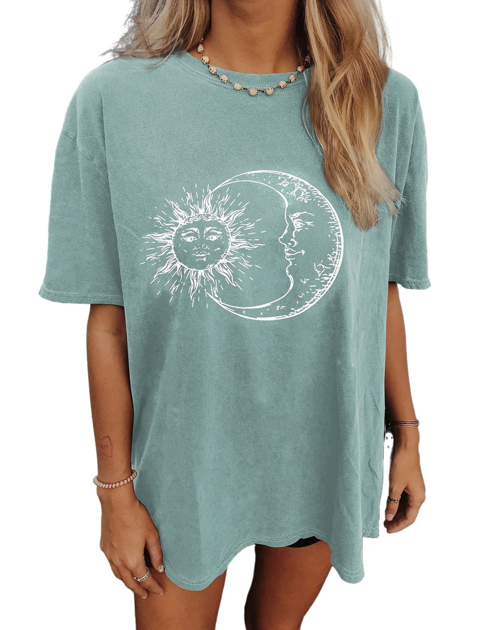 CSDAJIO Women's Casual Short Sleeve Loose Shirt Oversized T-Shirt Trendy Going Out Crew Neck Summer Graphic Tees