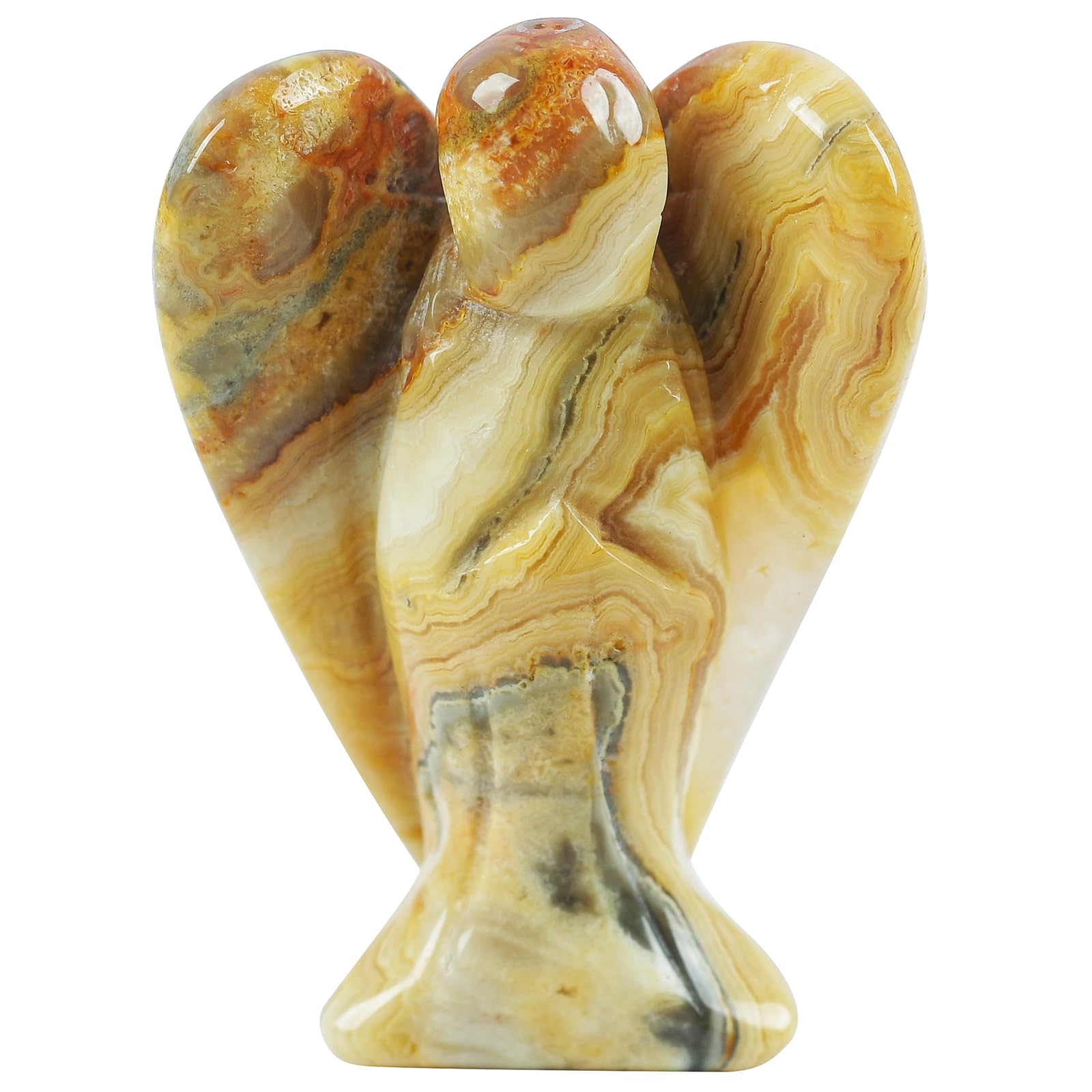 Natural Kambaba Jasper Guardian Angel Statue, Hand Carved Stone Healing Crystal Bag Figures Decoration, 5 cm