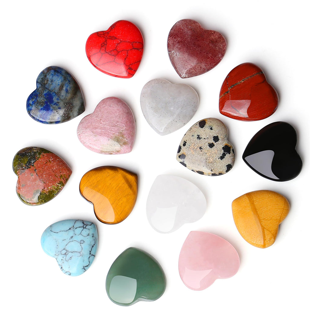 Rhodonite Heart Made of Stone Natural Stones Healing Crystals Gemstones Polished Hand Carved Meditation Chakra Reiki Energy Balance Lucky Gift Pack of 20