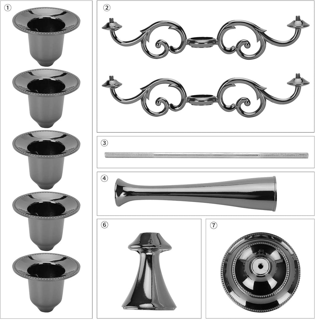 Kerzenständer Set 5-Armiger Kerzenhalter 27cm Höhe Stabkerze Dekorativer ø2,2cm Kerzenständer Schwarz