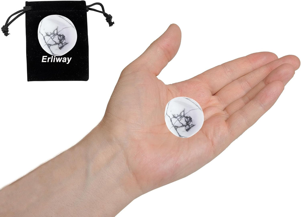 White Howlite Healing Crystal Stones, 1.25-2.0 Inch Reiki Healing Stones, Natural Tumbled Polished Stones for Energy Witchcraft Therapy Meditation