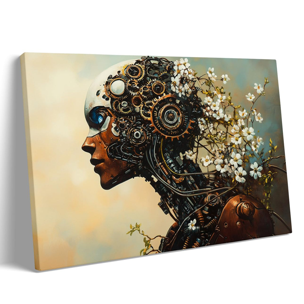 Steampunk Airship Canvas Wall Art Vintage Cityscape Illustration with Metallic Airship and Ornate Buildings Fantasy Sci-Fi Print for Office Lounge Studio Posters 11x14in Unframed