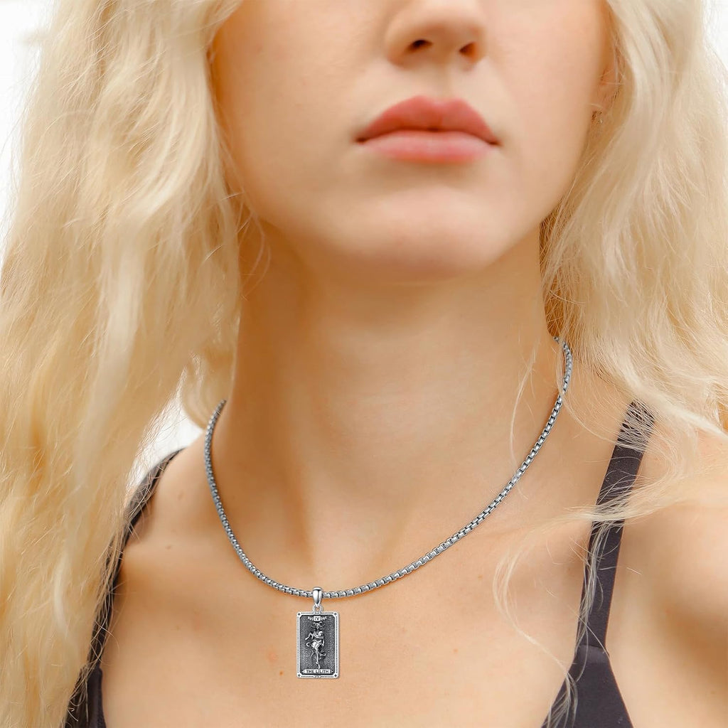 ROMANTICWORK Göttinnen Halskette für Damen 925 Sterling Silber Tarotkarten Anhänger Hekate/Athena/Artemis/Lilith/Medusa Kette Schmuck aus der griechischen Mythologie Geschenk für Weihnachten