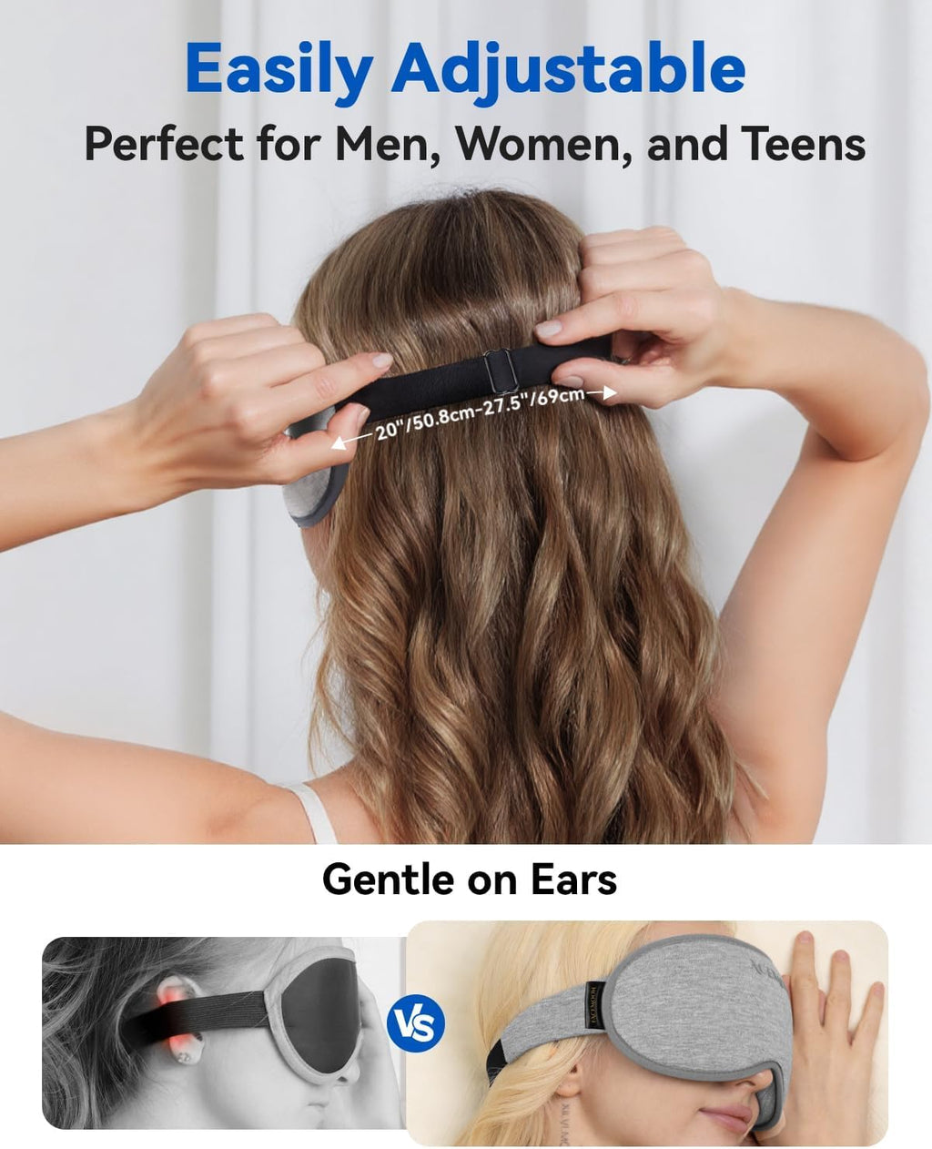 3D Blackout Weighted Eye Mask for Sleep, Airplane Travel Essential | Long flights, road trips, gentle weighted comfort, deep cups, lash-friendly, adjustable strap, daytime naps for men & women