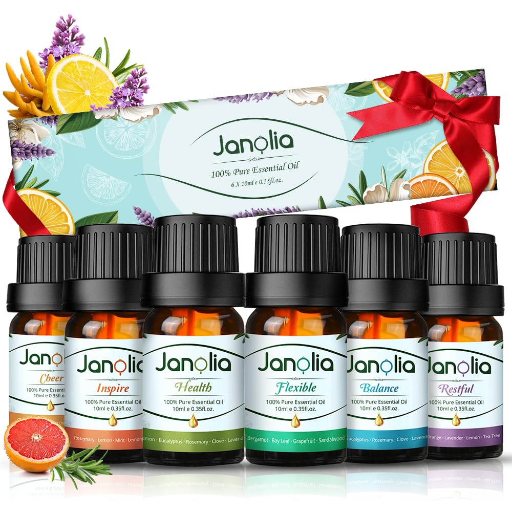 Janolia ätherisches Öle Set, Upgrade-Paket,Reines Natürliche Duftöle Set für Diffuser Entspannung Schlaf verbessern