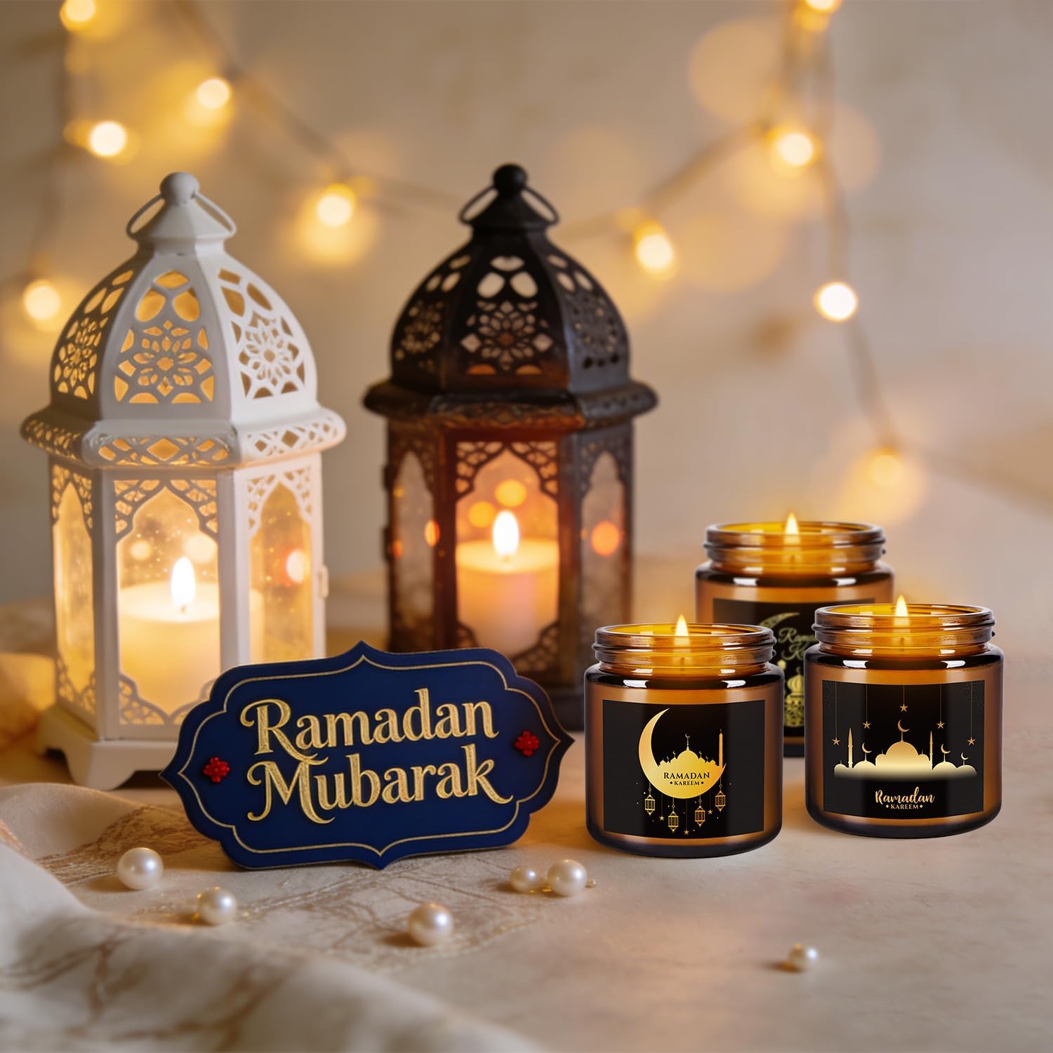 12 Pack of Ramadan Aromatherapy Candles, Glass Canned Candles