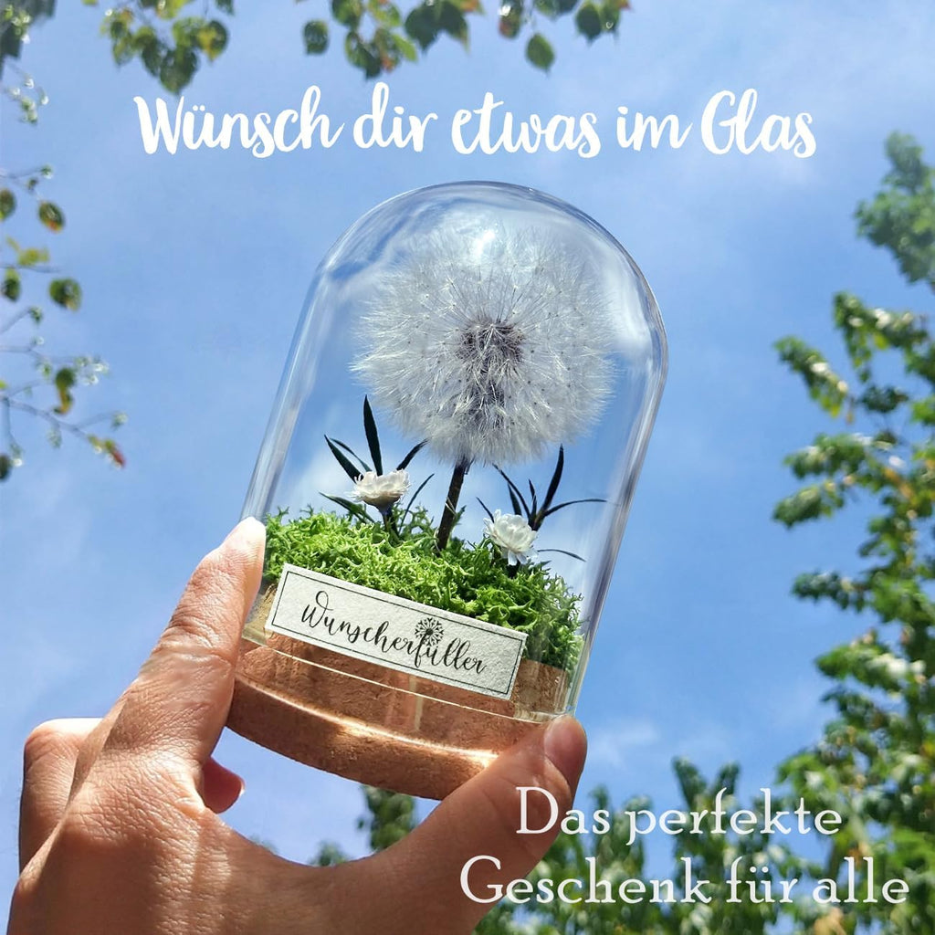 Wunscherfüller mit LED Licht, Echte Pusteblume im Glass, Ewig Geburtstagsgeschenk für Frauen Freundin Mädchen Geschenke für Geburtstag Hochzeit Jugendweihe Weihnachten Valentinstag