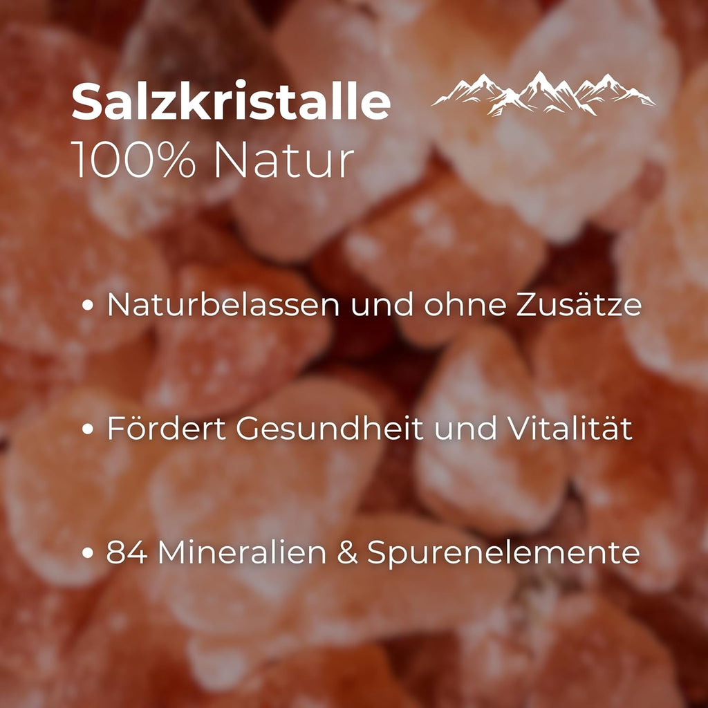 1 kg Himalaya Salzkristalle 2-5cm Brocken – Naturbelassene Salzkristalle aus Himalaya - Pakistan, Saunasalz für Sauna & Solebad, Hochwertiges Ursalz für Wellness & Detox