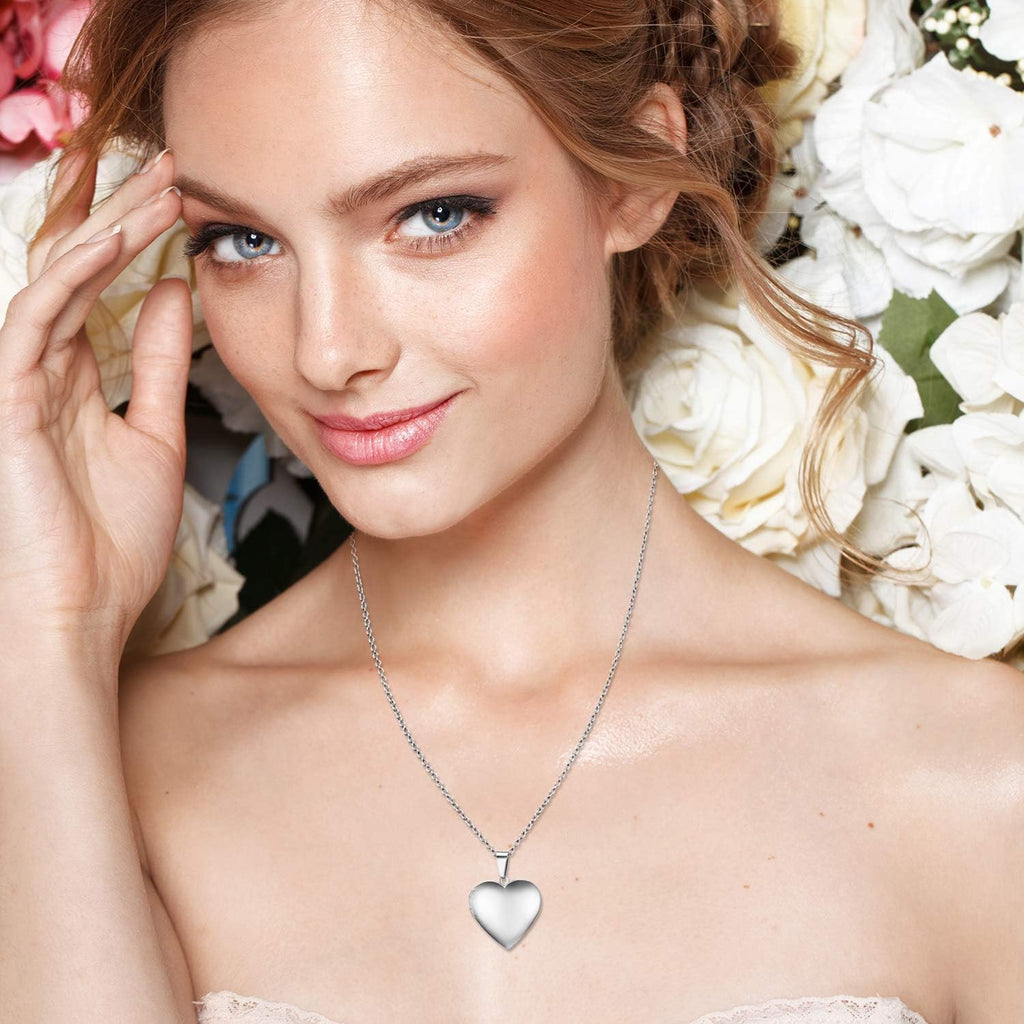 Cupimatch Heart Locket for Opening: Chain with Heart Necklace Pictures Photo Pendant Women's Amulet Necklace Stainless Steel Hinged with 45 cm Chain
