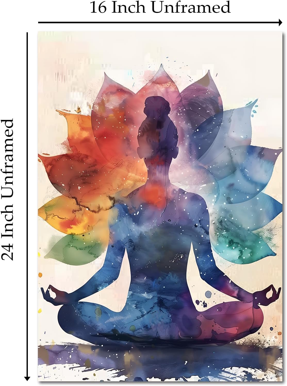 GADZRTIL Lotus Flower Painting Abstract Yoga Artwork Colorful Zen Wall Art Chakra Poster Canvas Colorful Spiritual Picture Zen Lotus Painting Yoga Chakra Picture for Living Room 16x24inch No Frame