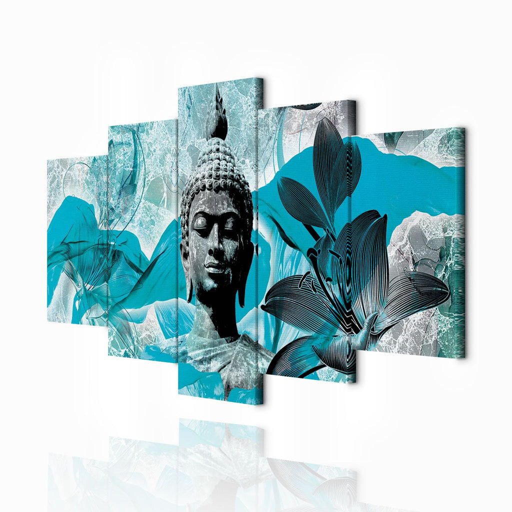 decomonkey Bilder Buddha 200x100 cm 5 Teilig Wandbild Groß Leinwandbild XXL Deko Wohnzimmer Schlafzimmer Wanddeko Pictures For Wall Poster Wall Painting Zen Orient