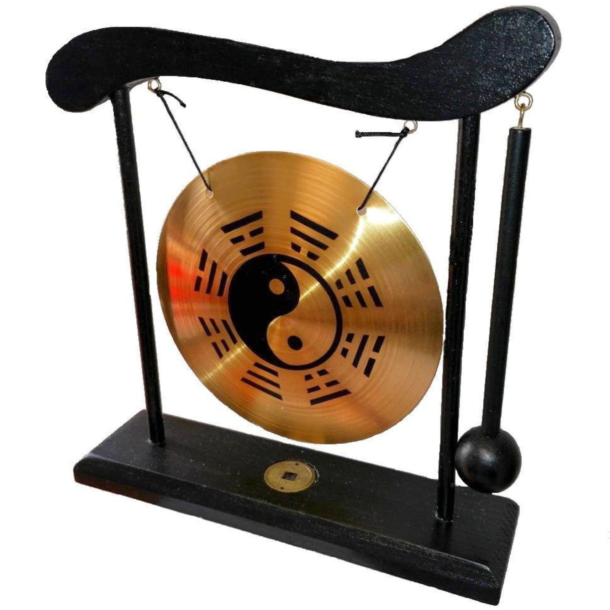 lachineuse - Gong mit Schlägel – Chinesischer Drachen-Gong – Zen-Dekoration aus Holz und Kupfer – Feng Shui Deko für Zuhause, Büro, Wohnzimmer – Geschenkidee China Asien – Asiatische Tradition
