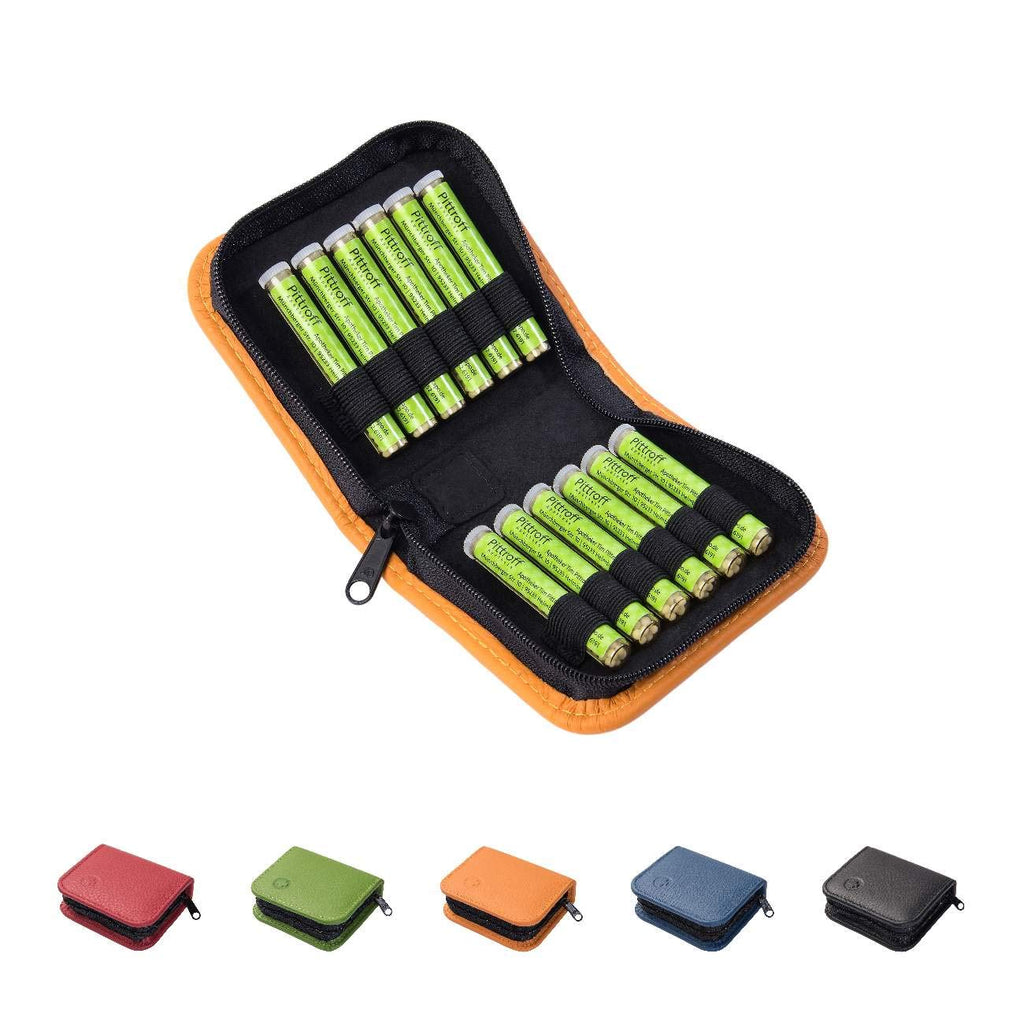 Homöopathische Taschenapotheke, Globuli-Tasche zum Buch Quickfinder Homöopathie für Kinder (GU) von Dr. Markus Wiesenauer, gefüllt mit 48 Globuli-Röhrchen (Glas), aus echtem Leder (atlantik-blau)