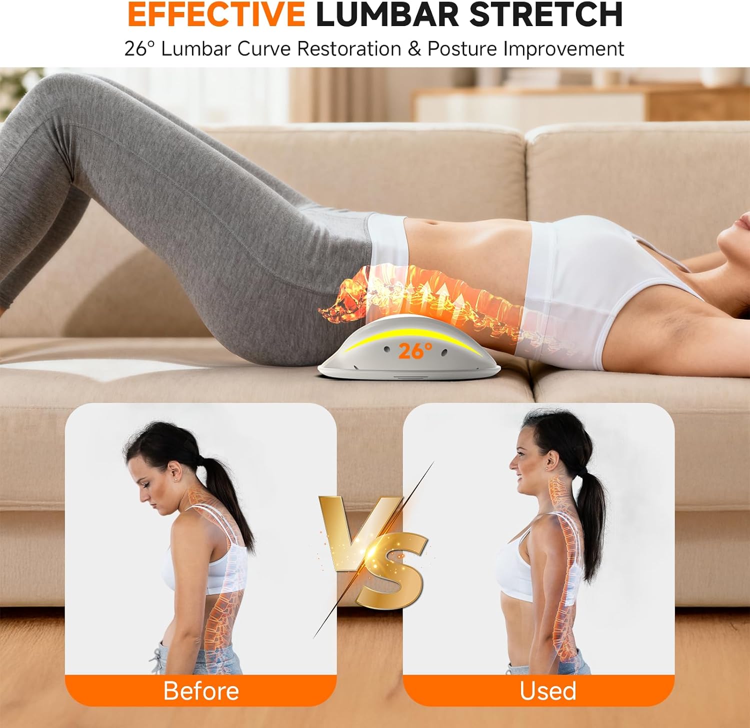 Electric Lumbar & Back Stretching Massager with Airbag Stretch, Vibration Massage, Auto Mode | for Home Relaxation, Ideal Gift (White)