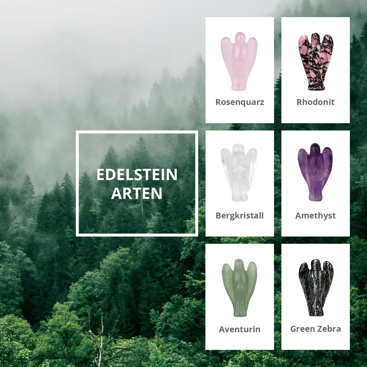 Morella Edelstein Dalmatinerjaspis Engel Glücksbringer Schutzengel zum Mitnehmen 3,5 cm in Samtbeutel