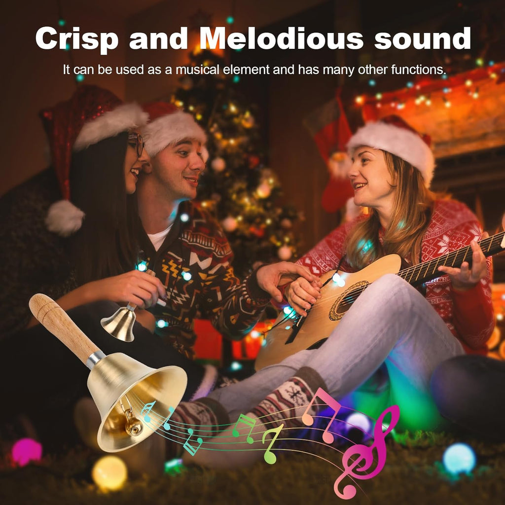 Super Laute Handglocke, Metall Glocken mit Holzgriff, Massivmessing Rufglocke für ältere Menschen zu Hause, Hochzeit, Tiertraining, Büro, Abendessen, Meditation, Musikunterricht und Service