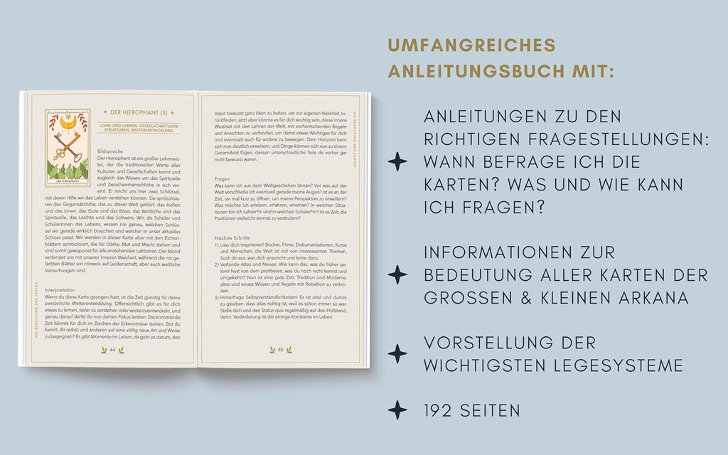 Tarotkarten: Tarotkarten mit Buch, Set für Anfänger: ausführliche Beschreibungen zu Fragen, Karten und Legetechniken