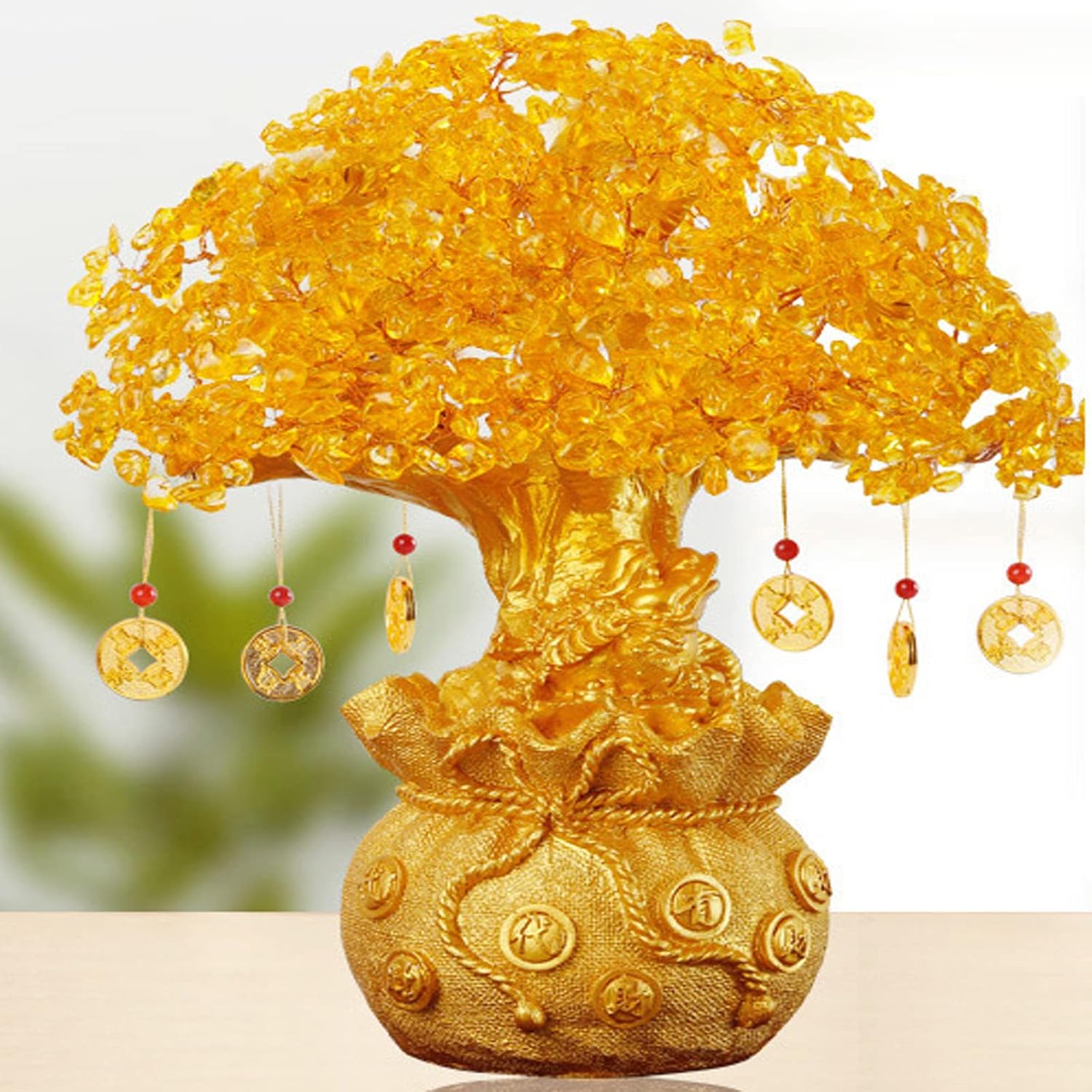 Oneroomone Reicher Baum, Geld Baum Feng Shui Bonsai, Gold Glücksbaum, für Zuhause, Büro, Ladendekoration