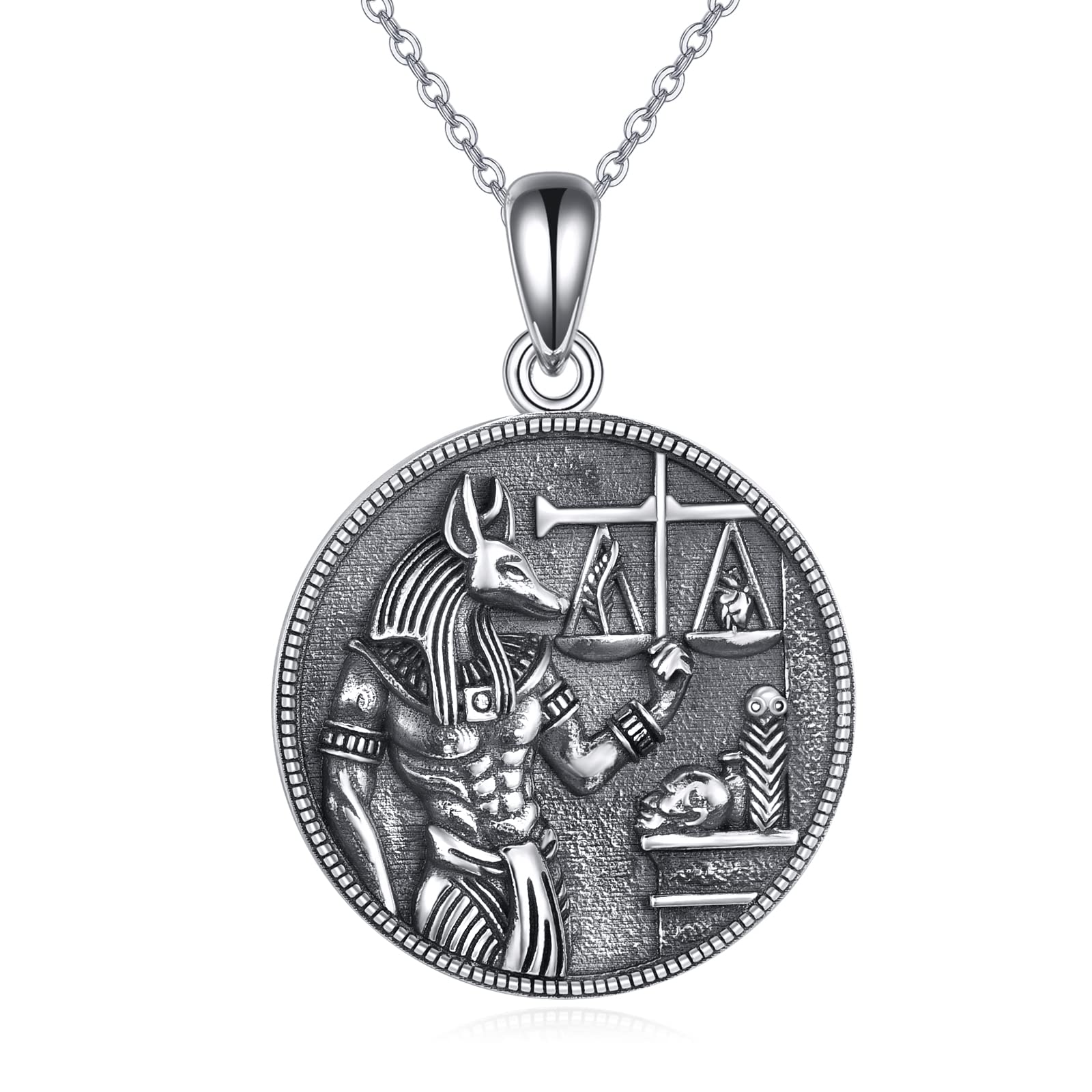 Ägyptischer Schmuck 925 Sterling Silber Hamsa/Böses Auge/Ankh/Anubis Anhänger Kette Ägypten Halskette Schmuck Geschenke für Damen Frauen Männer