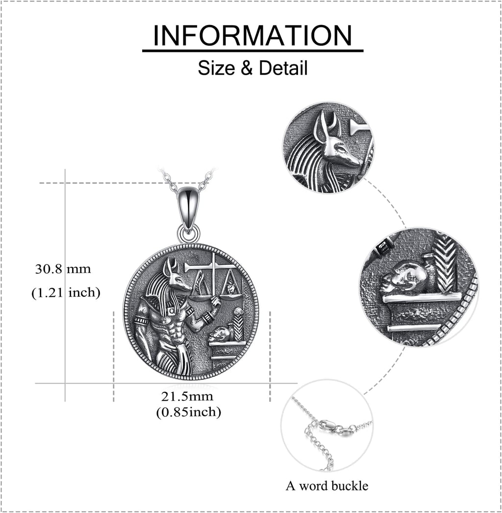 Ägyptischer Schmuck 925 Sterling Silber Hamsa/Böses Auge/Ankh/Anubis Anhänger Kette Ägypten Halskette Schmuck Geschenke für Damen Frauen Männer
