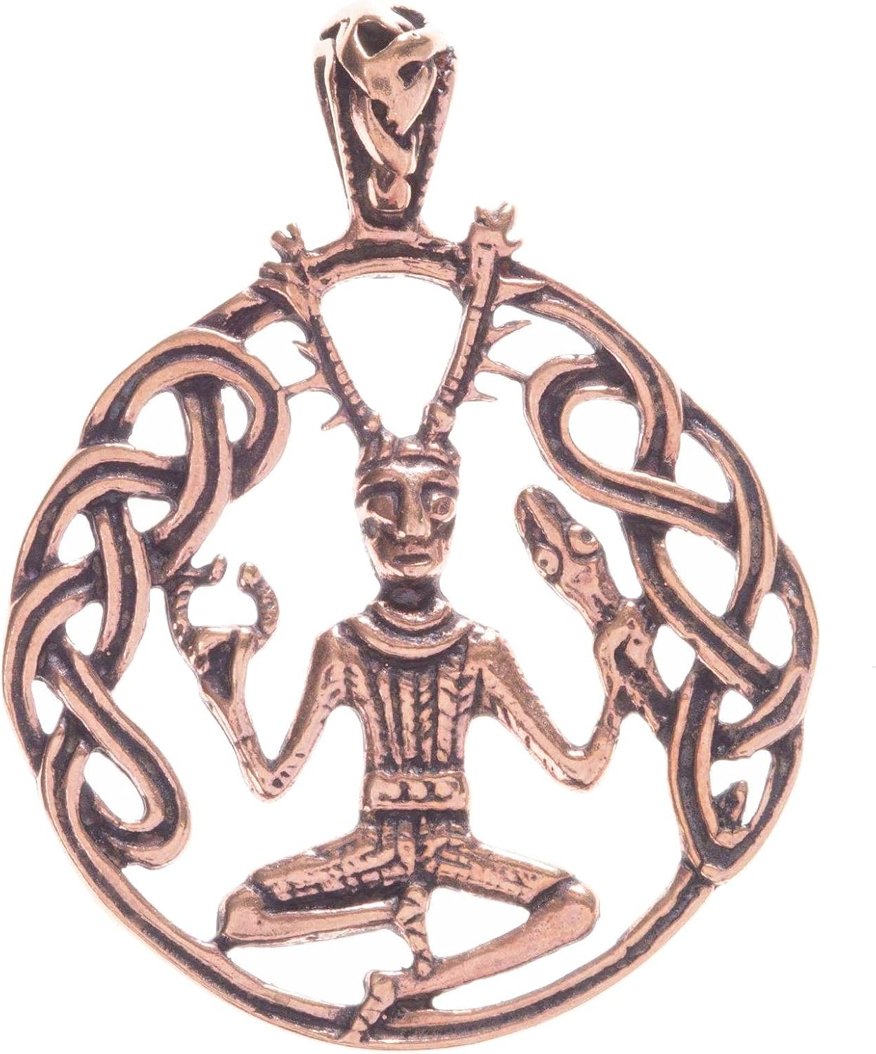 Windalf Celtic Jewellery Pendant Cernunnos 3.5 cm Celtic Forest God Bronze, Fabric jewellery bag