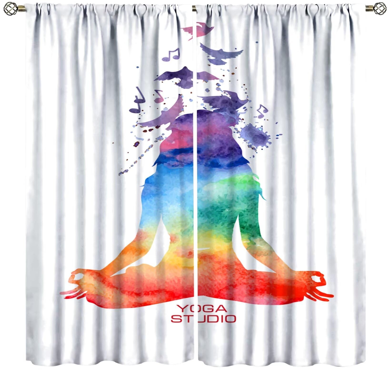ZhiRain Seven Chakra Curtains Hippie Yoga Meditation Boho Mandala Galaxy Curtain with Rod Pocket for Bedroom Living Room Home Decor Drapes Window Treatments 2 Panels Set 42" W X 45" L