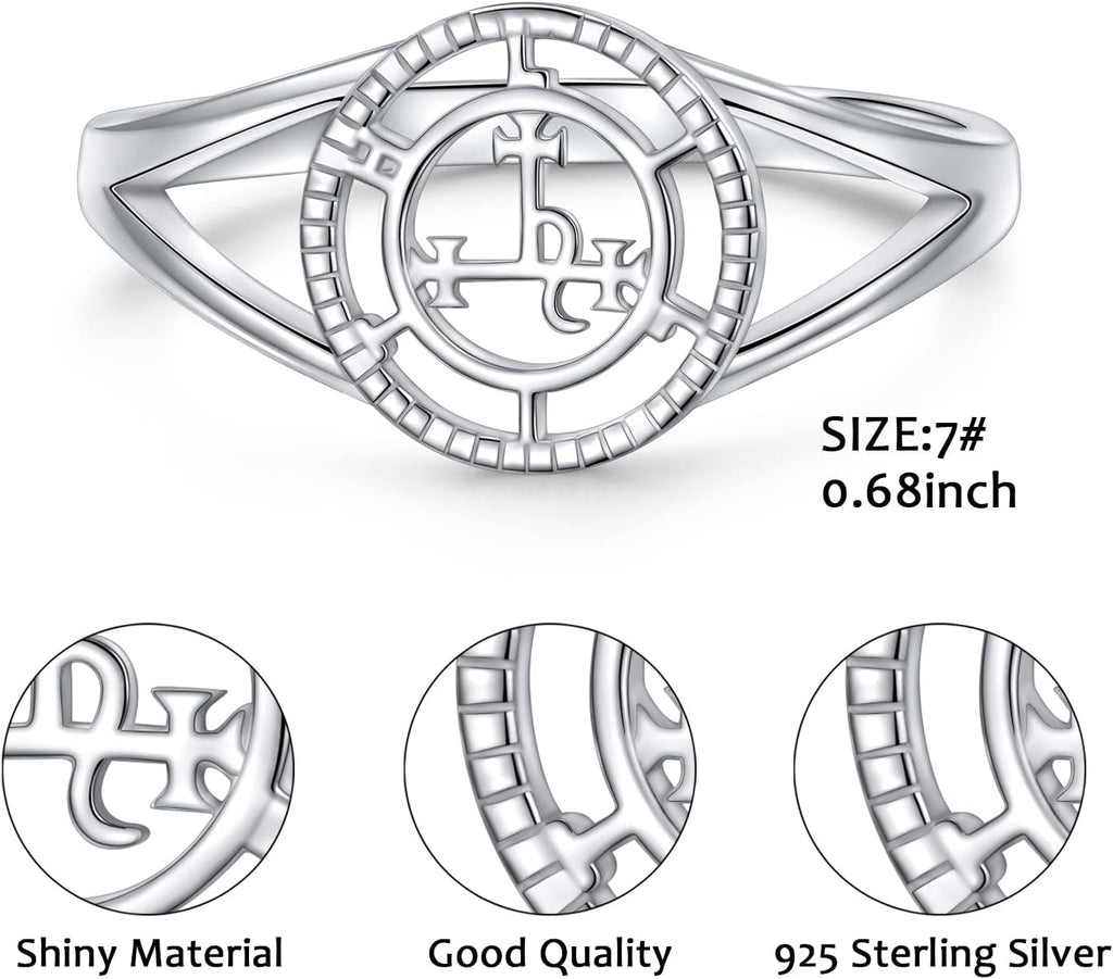 Sigil of Lilith Statement-Ring S925 Sterling Silber Sigil of Lilith Statement-Ring Geschenke für Frauen Männer