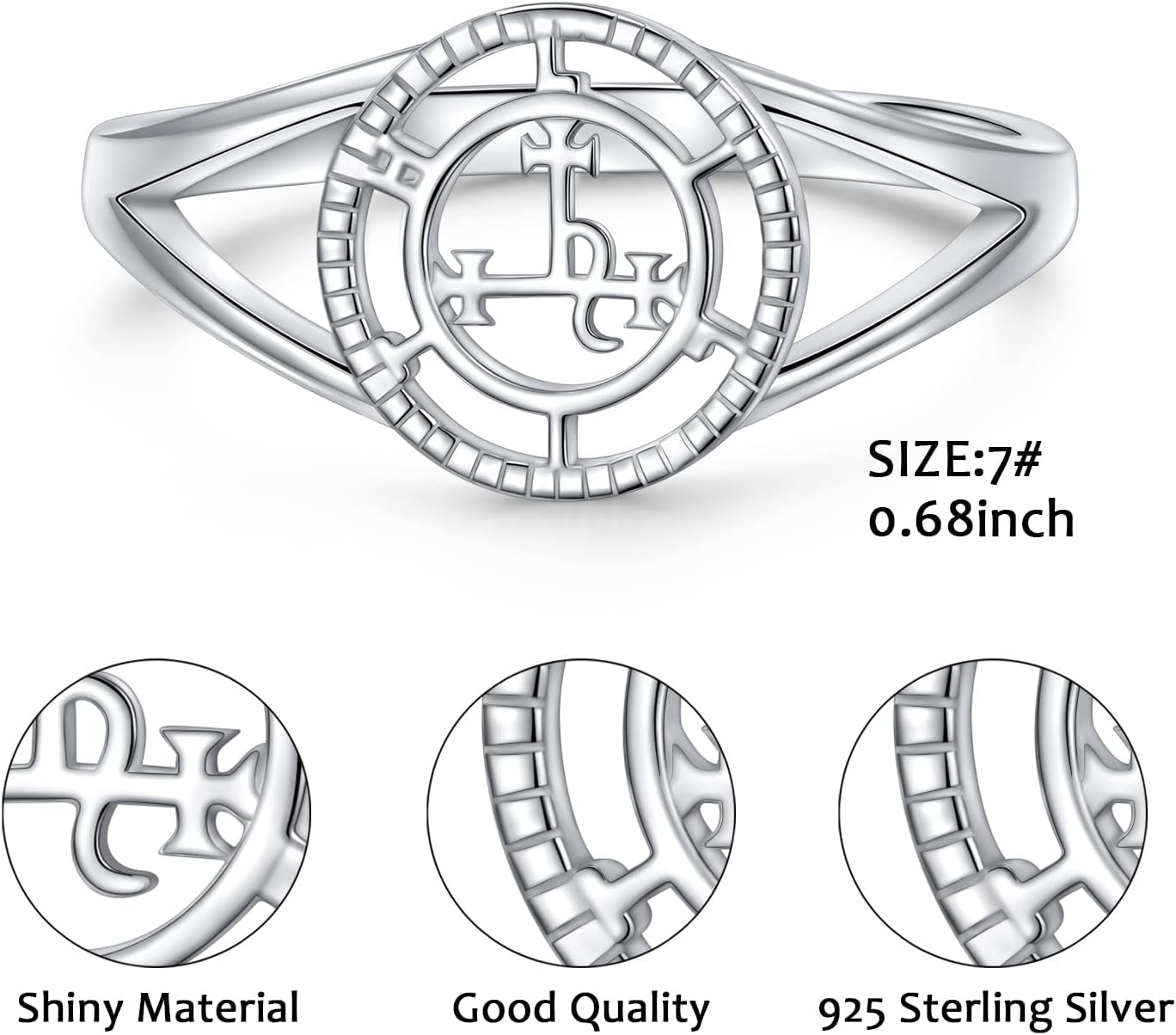 Sigil of Lilith Statement-Ring S925 Sterling Silber Sigil of Lilith Statement-Ring Geschenke für Frauen Männer