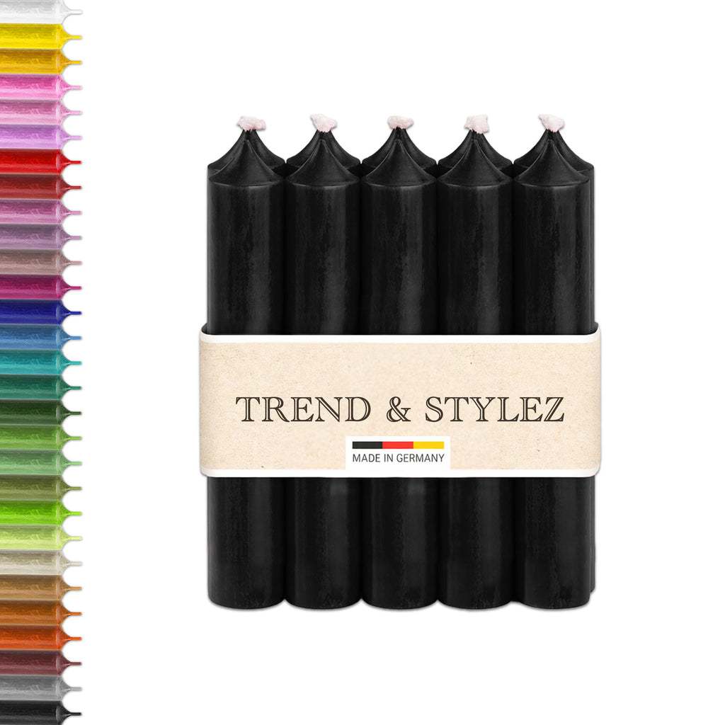 10 Bunte Spitzkerzen durchgefärbt 100x22mm | RAL Stabkerzen mit 8h+ Brenndauer | Ohne Tropfen & Rußen | Tafelkerzen für Leuchter | Made in Germany (Pastellblau)