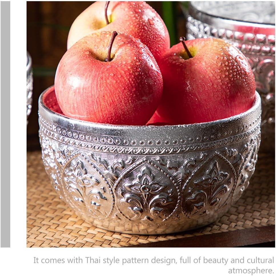 IMIKEYA Kleine Thai Zinnschale Geschnitzte Wasser Ätherische Öl Schale Spa Behälter Für Massagen Servierschüssel Obst Reisschale Dekorative Zinnschale Für Altar Und Dekoration