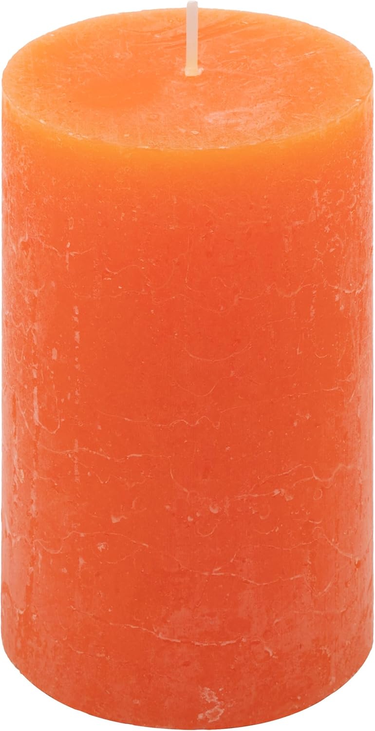 Rustic Candle Height 11.5 cm Diameter 6.8 cm Long Burning Time Round Candle Pillar Candles Candle Decoration Table Candles Christmas Candles Wedding Decoration (Orange, 6)