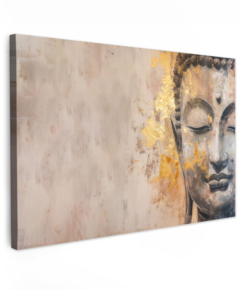 MuchoWow© Wall Pictures Large 120 x 80 cm XXL Bedroom Home Decoration Home Picture Living Room Photo Canvas Wall Pictures Canvas Wall Decor Buddha - Zen - Gold - Luxury - Spiritual