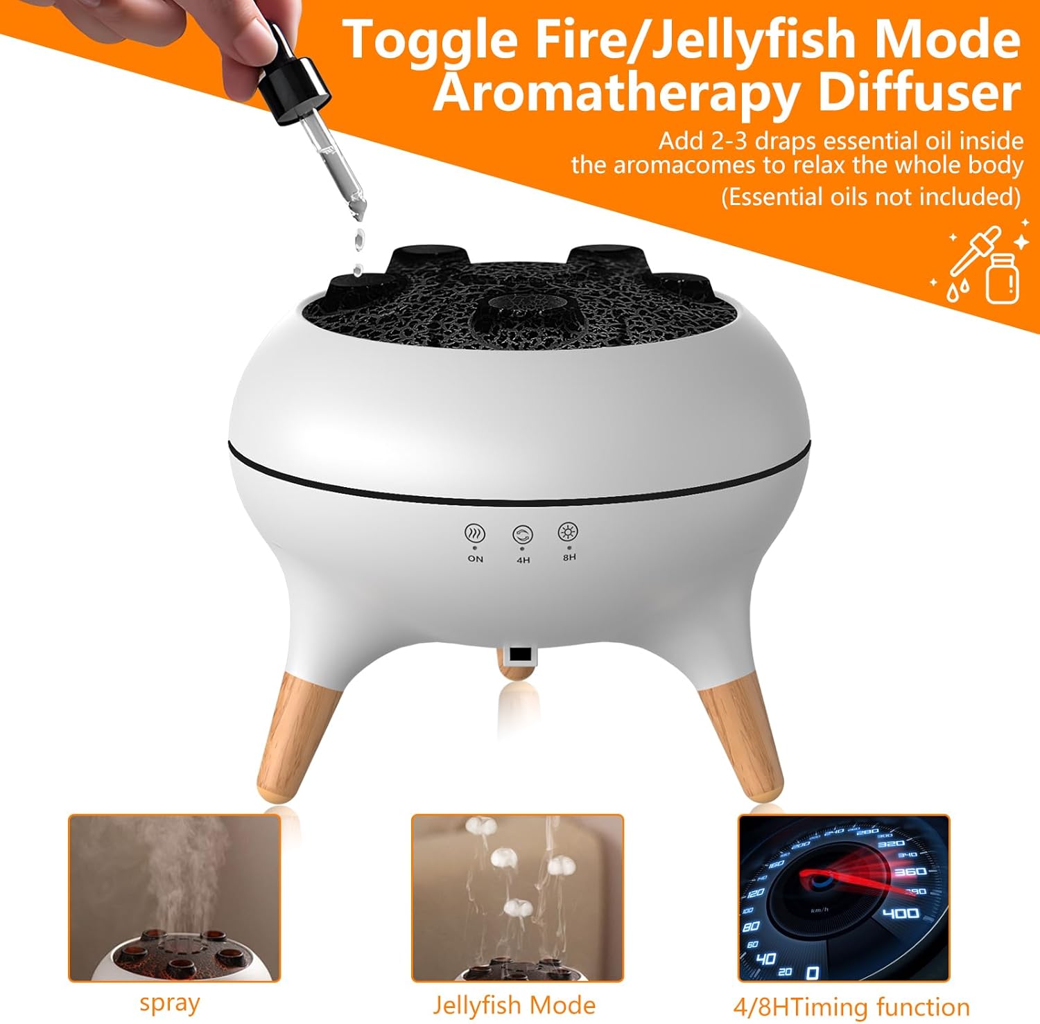 Flammen Aroma Diffuser, 250mL Luftbefeuchter Schlafzimmer, 2 Spray Muster DuftöL Diffuser,Air Diffuser Humidifier mit 7 Farben LED-Licht & Timing-Funktion Defuser für Kinder