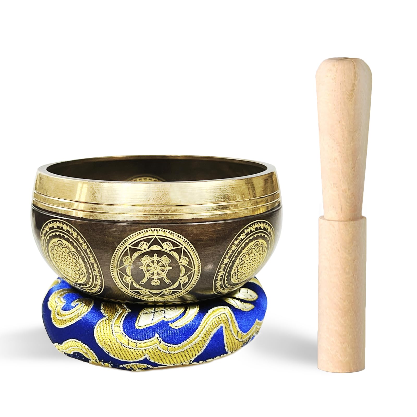 REGIS Tibetische Klangschalen-Set, Achtsamkeit und Stressabbau, Zen-Dekor, Schale handgefertigt in Nepal für Heilung und Achtsamkeit