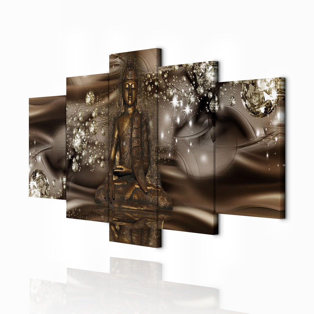 decomonkey Bilder Buddha 200x100 cm 5 Teilig Wandbild Groß Leinwandbild XXL Deko Wohnzimmer Schlafzimmer Wanddeko Pictures For Wall Poster Wall Painting Zen Orient
