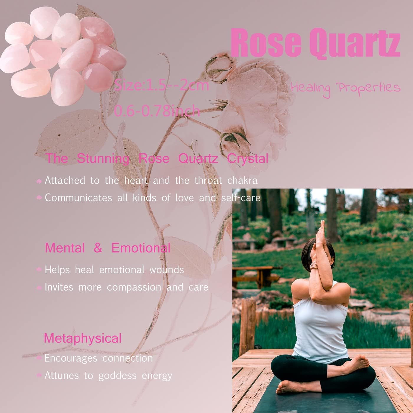 Rose Quartz Tumbled Polished Natural Healing Crystals Stones Bulk Rocks Stones Crystal for Energy Reiki Tumbling Cabbing Balancing Decoration Gemstones Crystal Healing Meditation Therapy Gift 100g