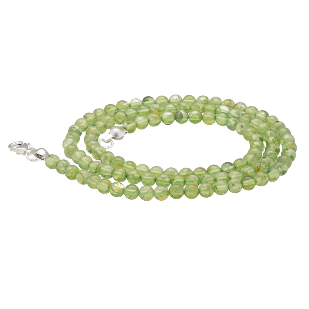 Lebensquelle Plus Edelstein Kugelkette + 925 Silber Verschluss | Ø 4mm Kugeln Karabinerverschluss 45cm lang | Hochwertige Kette