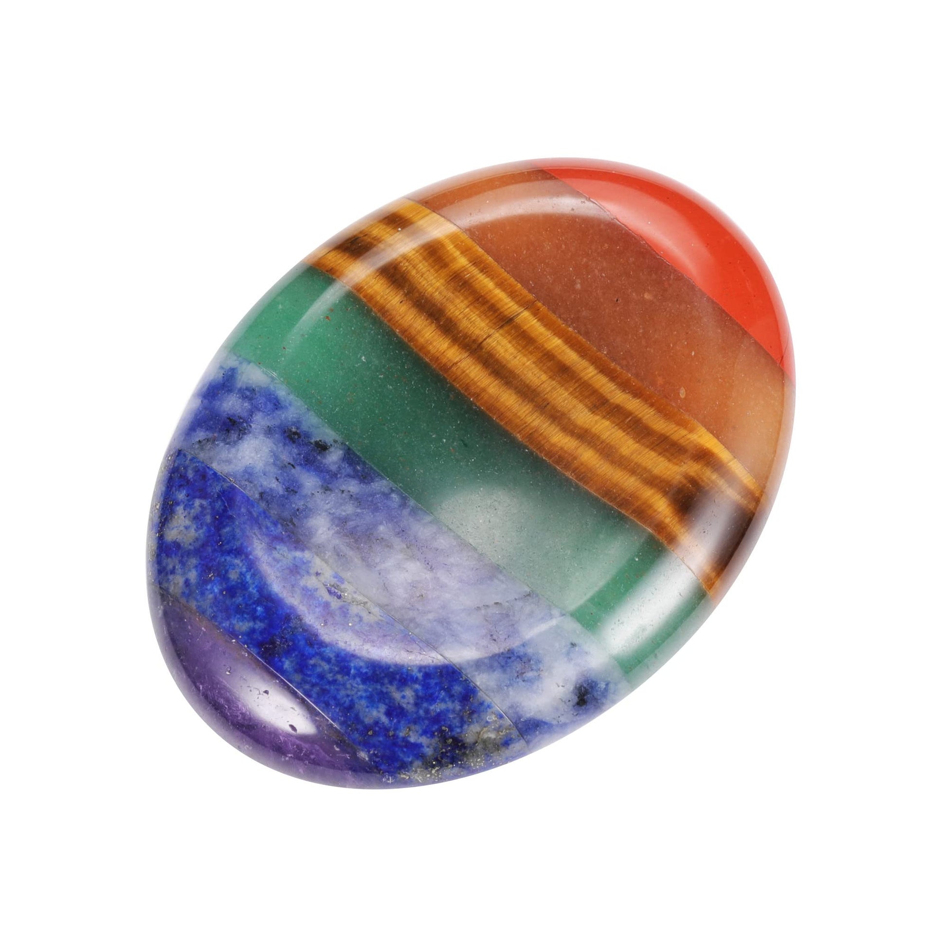 CrystalTears 7 Chakra Worry Stone Heart Shape Concave Gemstone Palm Stone Reiki Healing Chakra Stones Worry Stone Crystal Holistic Balancing Stress Relief