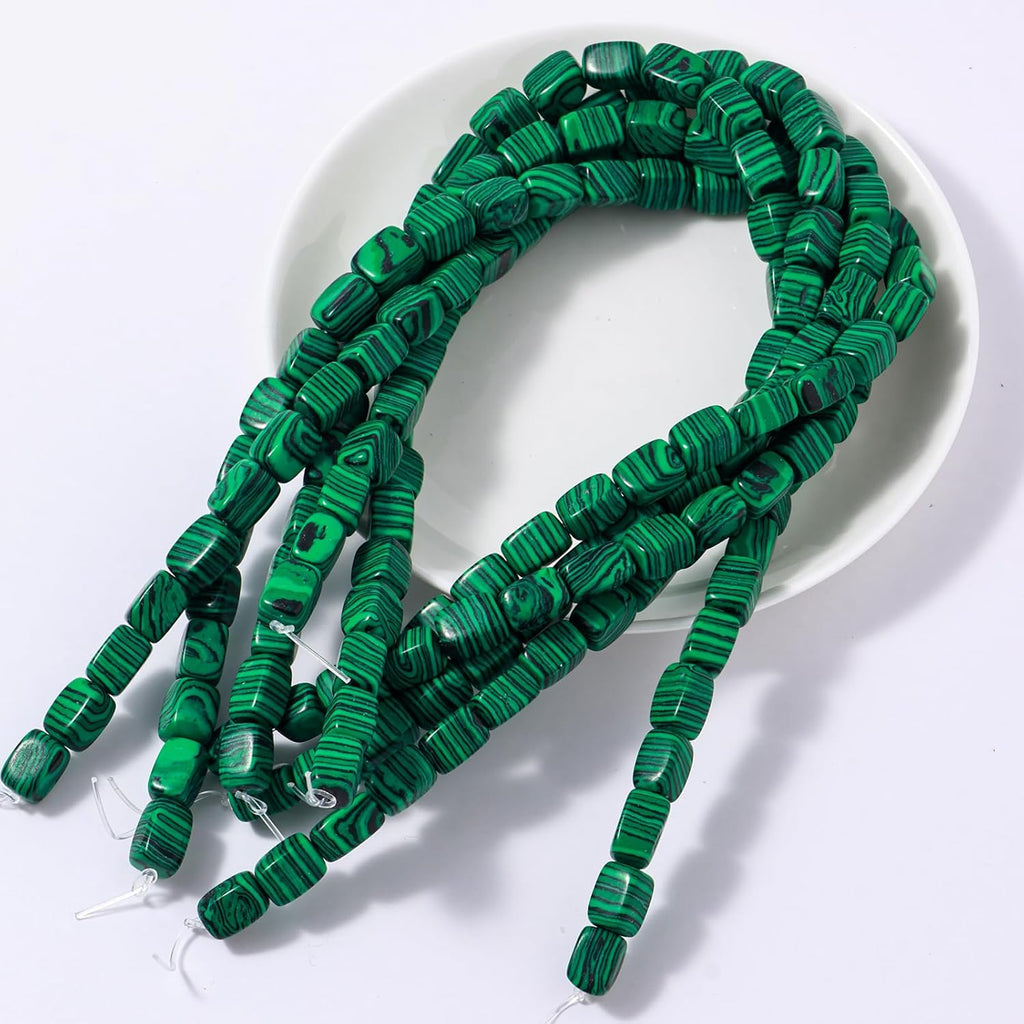 Natural Large Malachite Cube Stone Beads 8x11mm 38cm/str Loose Semi Gemstone Stone Square Beads for Making Bracelets Necklace