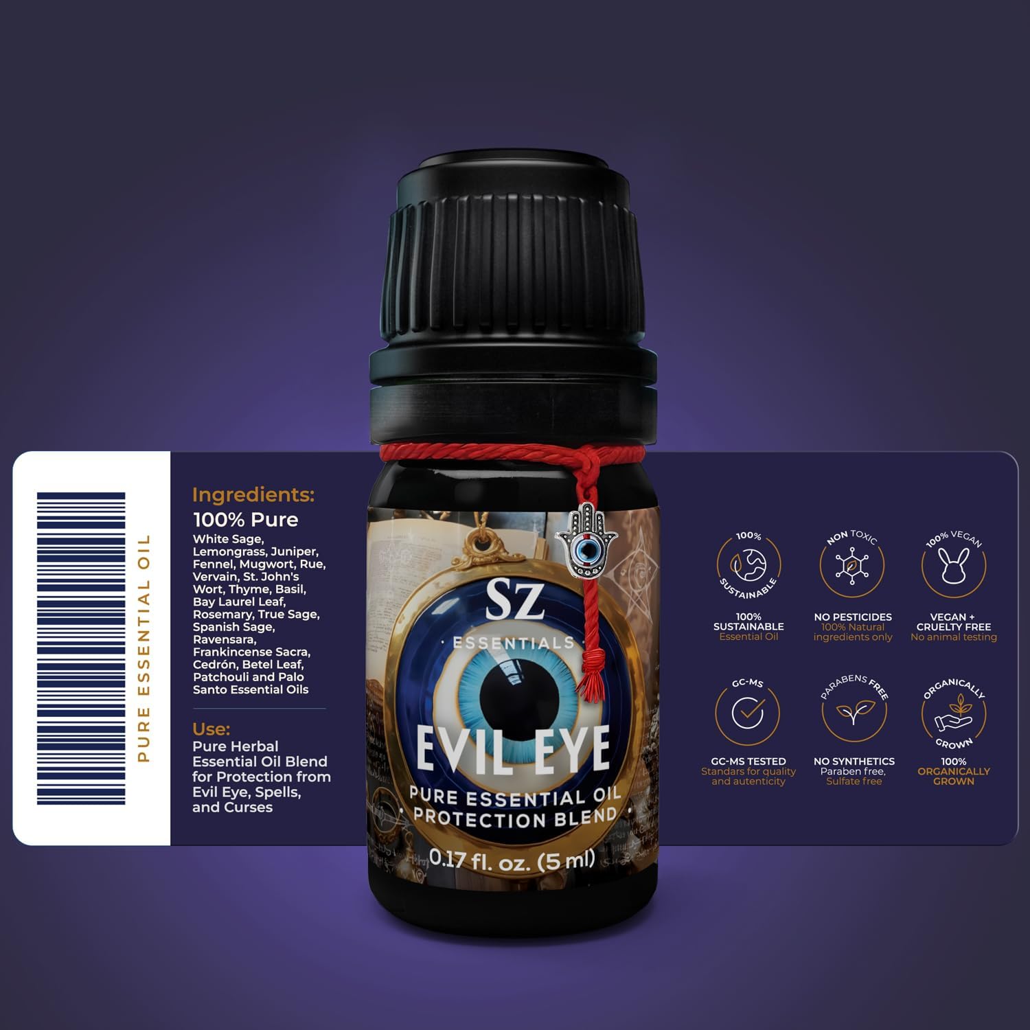 Evil Eye Protection Oil Blend, Banishing 0.17oz/5ml