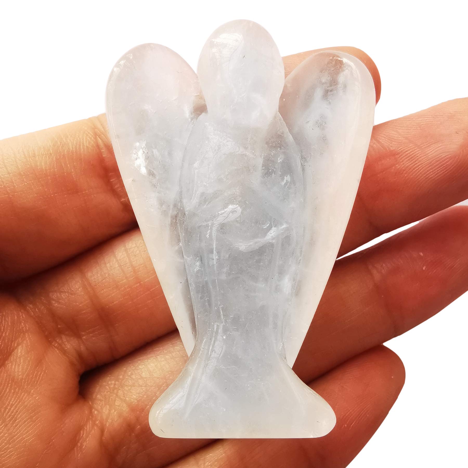 Natural Kambaba Jasper Guardian Angel Statue, Hand Carved Stone Healing Crystal Bag Figures Decoration, 5 cm