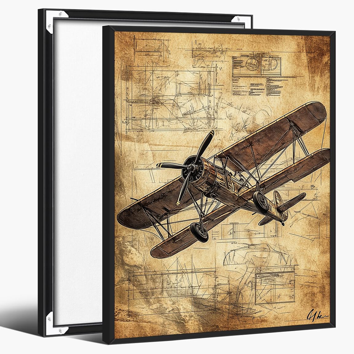 Steampunk Airship Canvas Wall Art Vintage Cityscape Illustration with Metallic Airship and Ornate Buildings Fantasy Sci-Fi Print for Office Lounge Studio Posters 11x14in Unframed