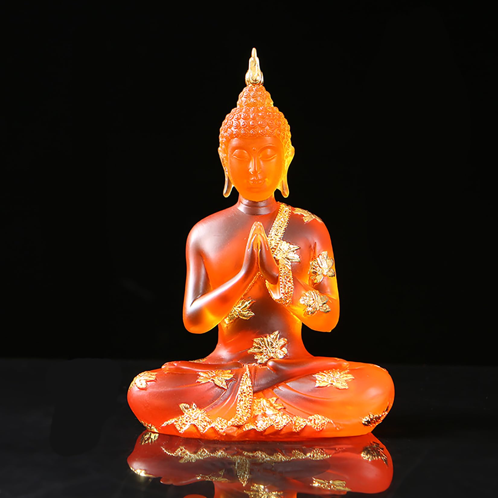 Buddha Statue aus Kristallharz Meditations Deko für Den Innenbereich, Thailändische Sitzende Buddha Figur Spirituelle Geschenke für Tisch Zen,Blau,L