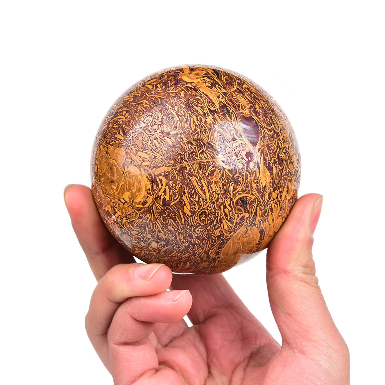 JIC Gem Large Crystal Ball with Stand Pietersite Crystal Ball Gemstone Decorative Ball for Home Decoration Altar Reiki Feng Shui Crystal Gift 80-90mm