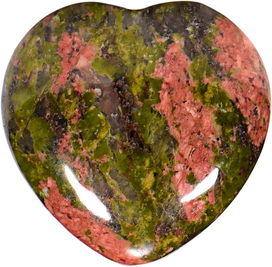 Morella Gemstone Heart Good Luck Charm, Stone Heart to Take with You, 3 cm, in Velvet Bag