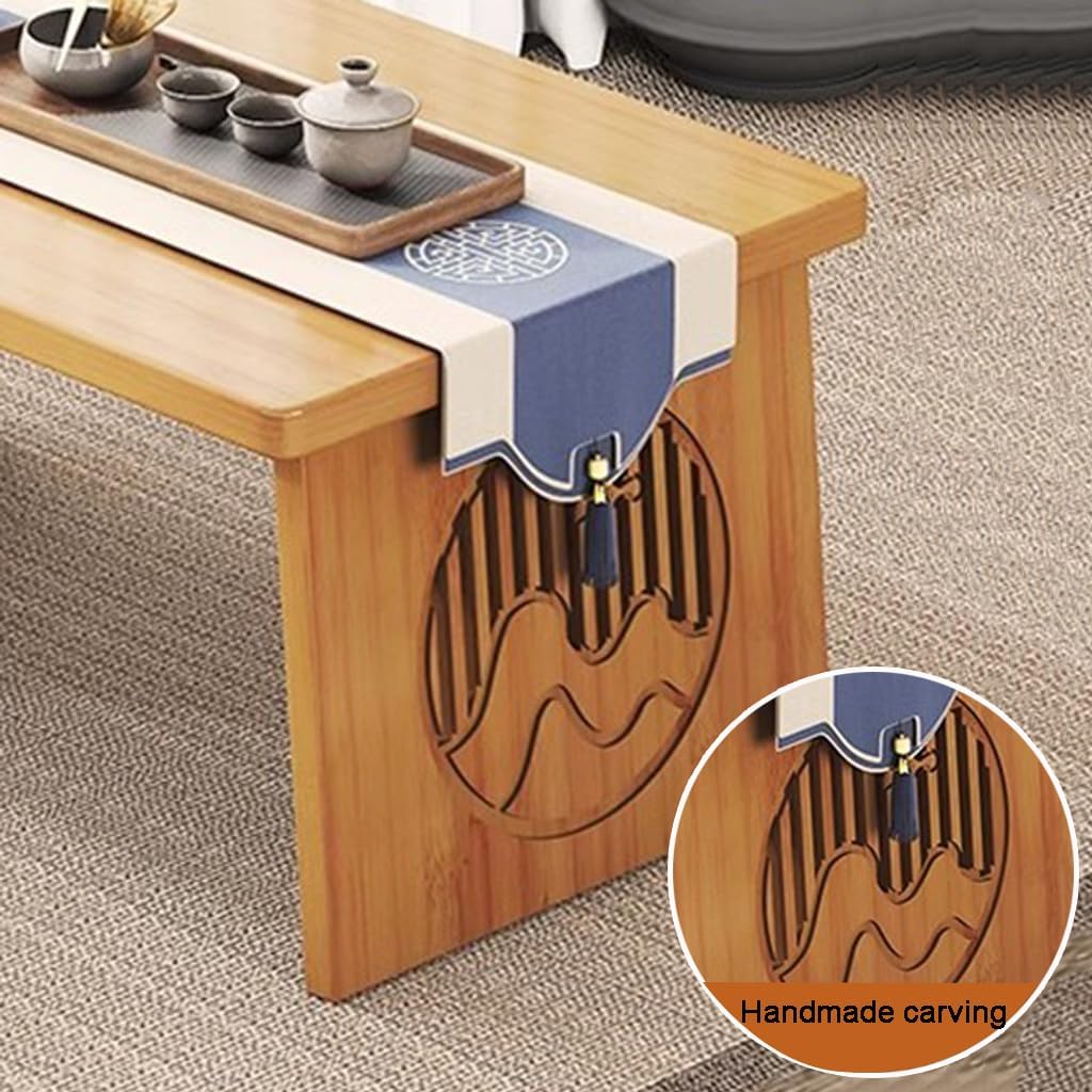 Faltbarer japanischer Stil Boden Kleiner Teetisch, Tatami Couchtisch, niedriger Altartisch für Meditation, für Boden Sitzen, für Essen und Spirituelle Praktiken (Holz, 60x40x30cm)