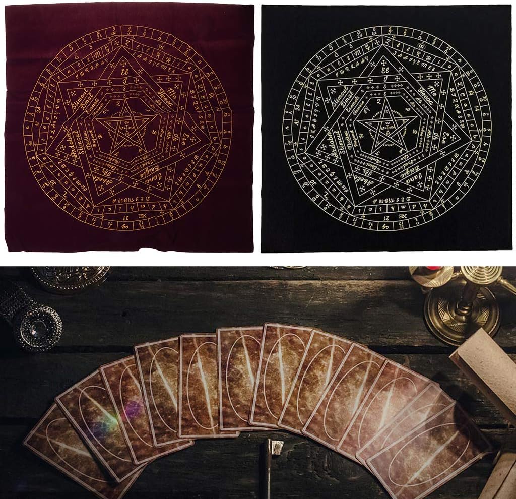 Tischdecke aus der Tarot-Karte, die geheimnisvolle Astrologie Muster Advination Altar Velours-Tuch Teppich Tarot-Karten Spielbrett