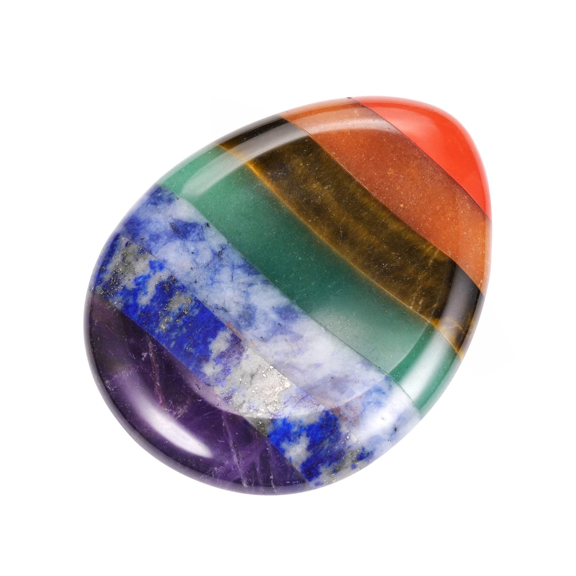 CrystalTears 7 Chakra Worry Stone Heart Shape Concave Gemstone Palm Stone Reiki Healing Chakra Stones Worry Stone Crystal Holistic Balancing Stress Relief